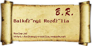 Balkányi Rozália névjegykártya
